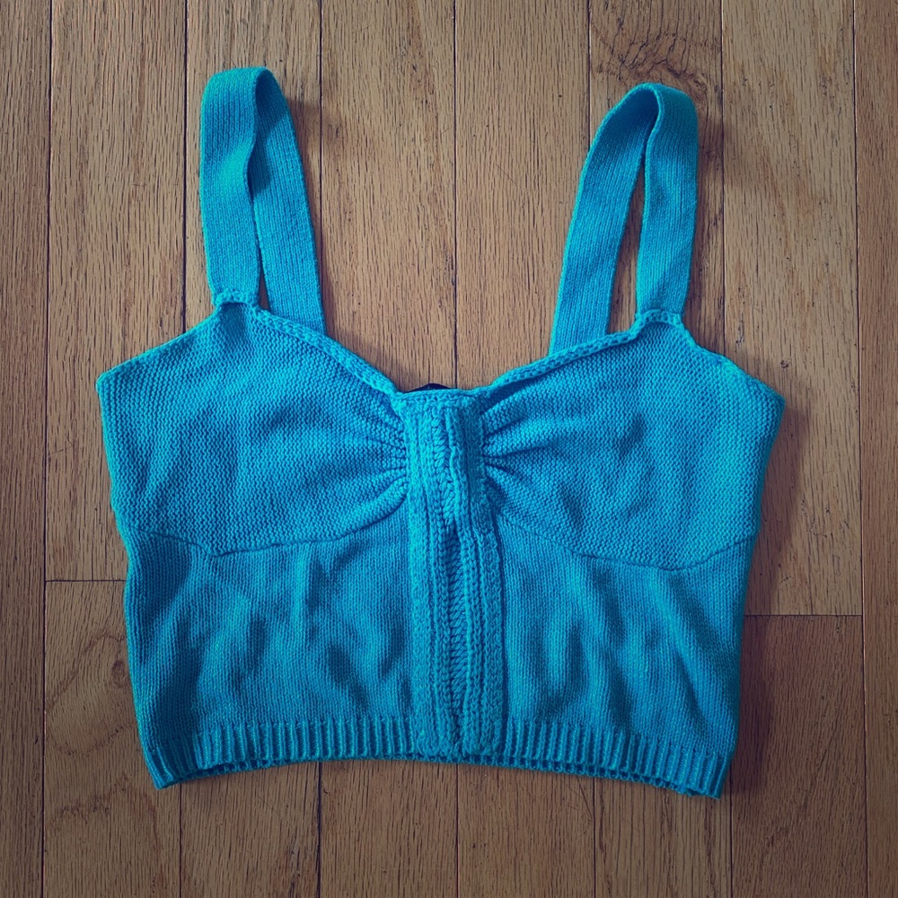 Turquoise Knit Crop Top - Medium
